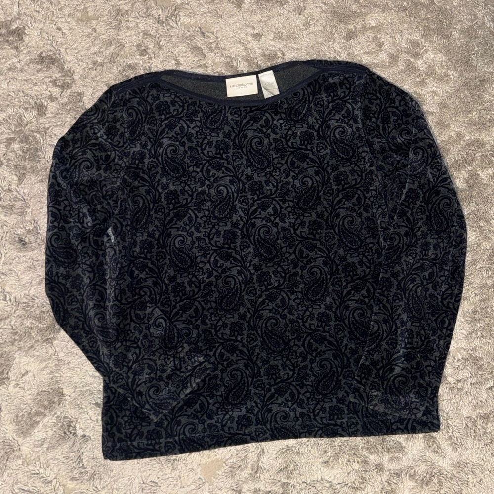 Liz Claiborne Navy Patterned Sweater